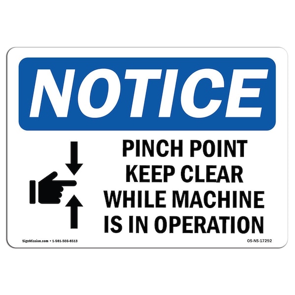OSHA Sign, Pinch Point Keep Clear While W/, 5in X 3.5in Decal, 10PK, 3.5" W, 5" L, Landscape, PK10